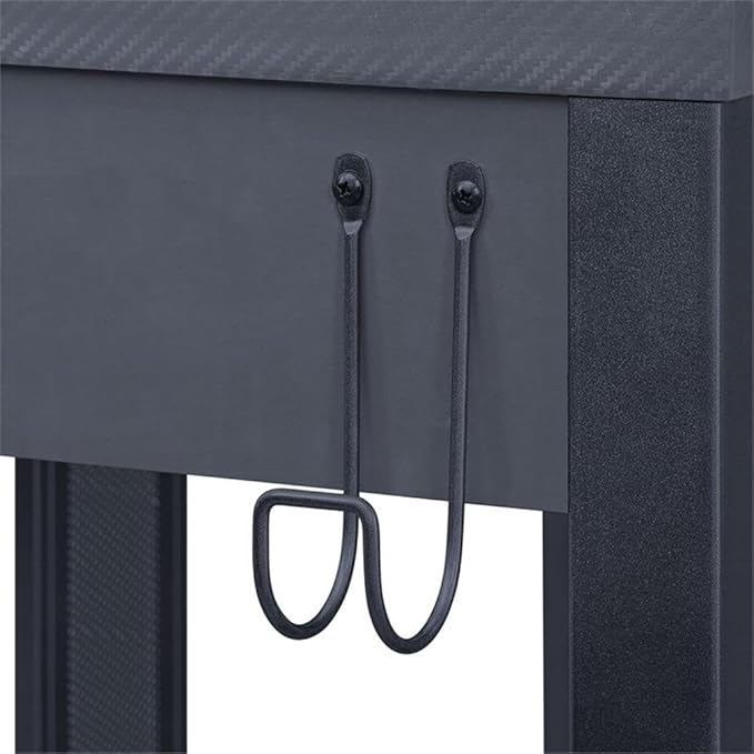 Pemberly Row L-Shape Gaming Desk 54x54x36 in Black Steel Metal Chevron PVC Finish RGB LED Lights Dual Monitor Shelves USB Charging Hub Headphone Hook Home Office or Gaming Desk