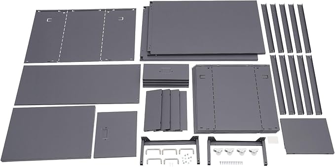 5-Drawer Storage Cabinet with Wheels Metal File Storage Organizer with 4 Small &amp 1 Large Drawers Mobile Vertical Filing Cabinet for Home Office Craft Room Bedroom 11x16.1x27.1in (Grey)