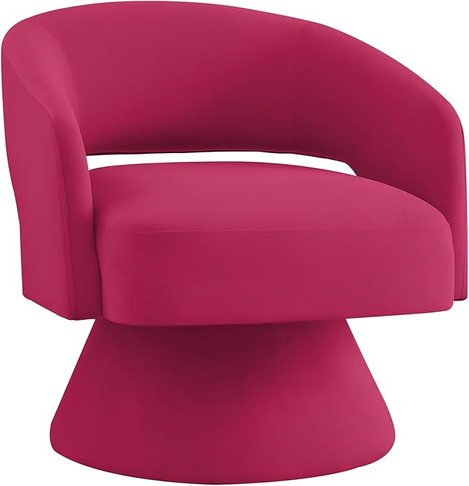 Modern Swivel Barrel Chair Upholstered Velvet Round Accent Chairs 360 Degree Comfy Swivel Chair with Open Backrest Single Chair Armchair for Living Room Bedroom