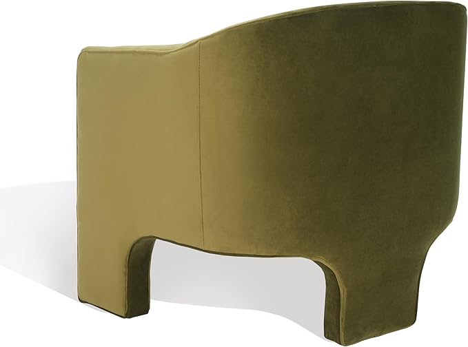 SAFAVIEH Couture Collection Londyn Mid-Century Modern Olive Green Velvet Upholstered Accent Chair (Fully Assembled)
