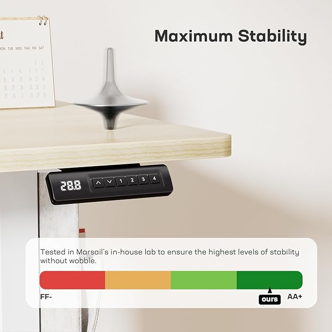 Marsail Standing Desk Adjustable Height Electric Standing Desk with Storage Bag Stand up Desk for Home Office Computer Desk Memory Preset with Headphone Hook 55 * 24 Inch Maple (TZESD8N)