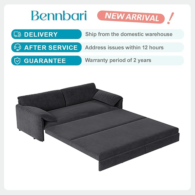 66'' Queen Pull Out Sofa Bed with Thickened Cushions 3-in-1 Convertible Velvet Sleeper Couch with Side Storage Loveseat Futon Lounge Recliner for Living Room Apartment Bedroom Small Space (Grey)