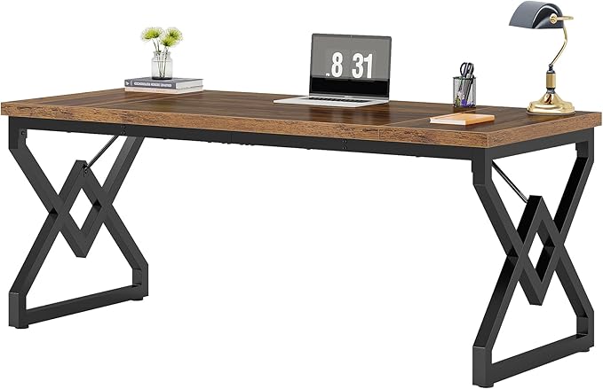 Little Tree 63 W Executive Desk Extra Sturdy Thickened Wooden Workstation Study Desk Computer Desk Large Home Office Writing Desk for Home Office
