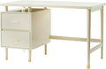 Margo 50 Wide Mid-Century Modern Wood Desk with Drawers Stylish Elevated Top Design Solid Pine Wood Tapered Legs Computer Desk for Home Office &amp Study Antique White