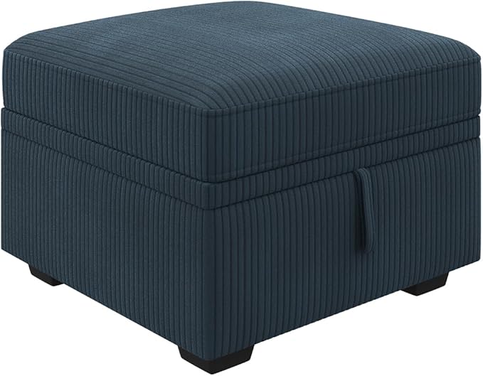 HONBAY Square Ottoman Module for Modular Sectional Sleeper Sofa Storage Ottoman Footrest and Seat Cube Velvet Blue