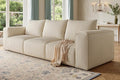 DWVO Oversized Deep Modular Sectional Sofa 3-Seat Cloud Couch with 3 Pillows Corduroy Sectional Couches for Living Room Apartment Office Hotel Bedroom No Assembly Needed Milky White