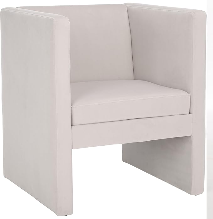 SAFAVIEH Home Collection Gisle Modern Light Grey Velvet Accent Chair (Fully Assembled)