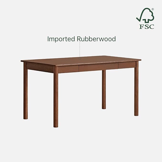 YESWOOD 100% Solid Wood Desk Mid Century Modern Computer Desk Home Office Writing Desk with Drawers for Study Living Room (41.33 W)