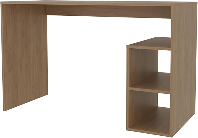 Natural Oak Computer Desk with Open Storage - Home Office Workstation