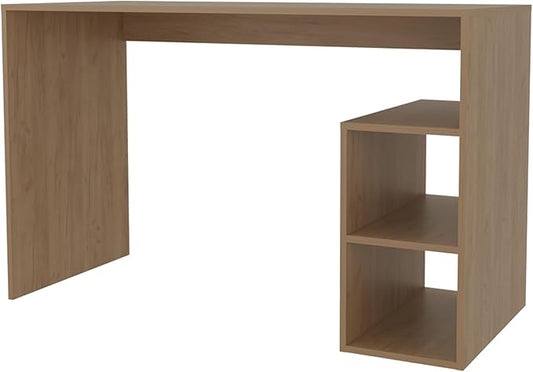 Natural Oak Computer Desk with Open Storage - Home Office Workstation