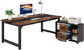 Tribesigns 63 Computer Desk with 40 Lateral File Cabinet L Shaped Executive Desk with Mobile Drawer Cabinet Office Furniture Set for Home Study Workstation Rustic Brown &amp Black