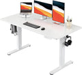 HUANUO Electric Standing Desk Whole Piece Desktop Adjustable Height Computer Desk 4 Height Memory Settings Sit Stand Up Desk for Home Office 55 x 27 White