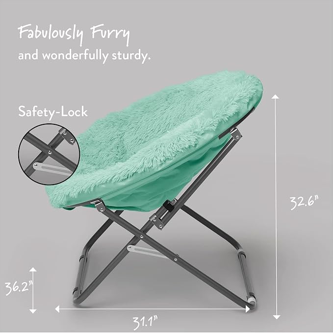 Urban Lifestyle Oversized Mongolian Faux Fur Saucer Chair Mint
