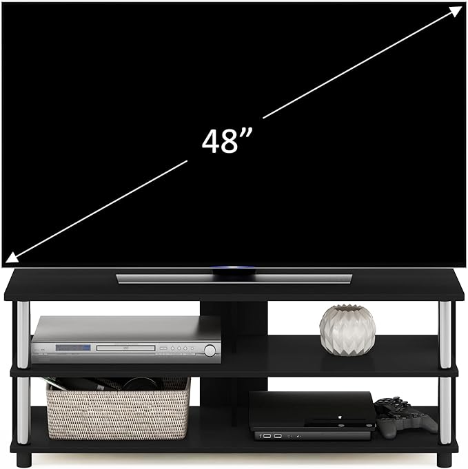 Furinno Sully 3-Tier Stand for TV up to 48 Inch Americano/Chrome