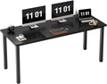 Need 63 Inch Large Computer Desk - Modern Simple Style Home Office Gaming Desk Basic Writing Table for Study Student Black Metal Frame Black