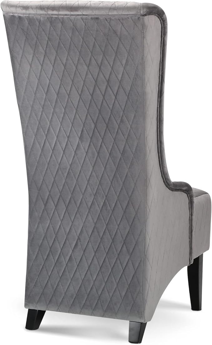 HomVent 1PCS Chair with Super High Wing-Back Velvet/PU Leather Upholstered Armless Throne Chair with Diamond Lattice Design Retro Elegant Side Chair for Living RoomKitchen
