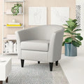 Stylish Ivory Faux Leather Lounge Chair Living Room 31.5'' Wide Modern Style Solid and Engineered Wood Frame Black Tapered Dowel Legs | Foam Seat Material Tight Back Pretty White Shade Durable