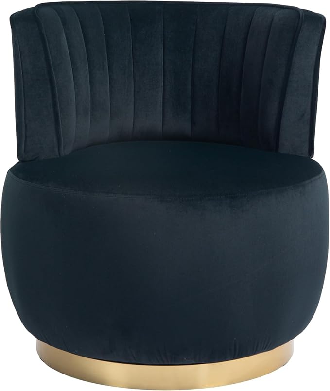 25.2 360 Degree Swivel Barrel SofaRound ArmchairsUpholstered Velvet Sofa ChairComfy Round Accent Sofa Chair for Living RoomBedroomOfficeWaiting RoomsBlack
