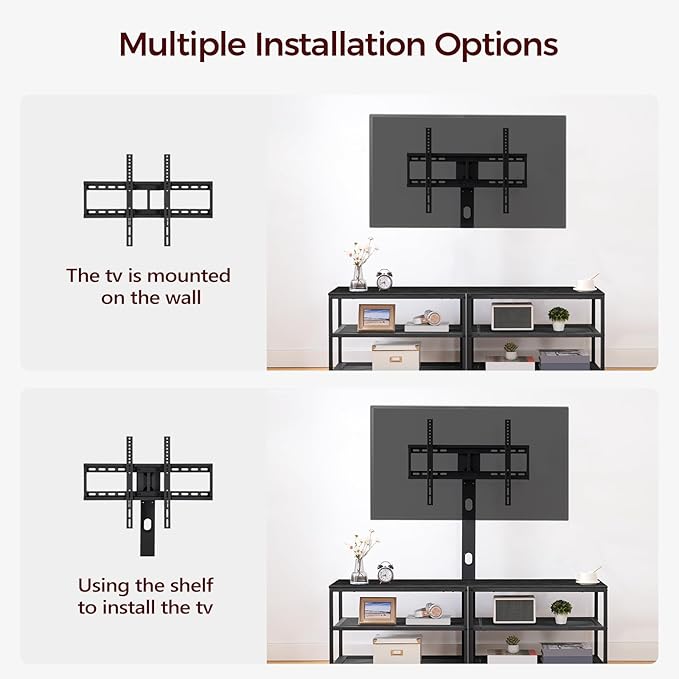 59 TV Stand with Mount and 4 Power Outlets Entertainment Center Media Console Swivel TV Stand Mount up to 75 inch TVs Height Adjustable Metal Frame for Living Room Bedroom TVBK35E01