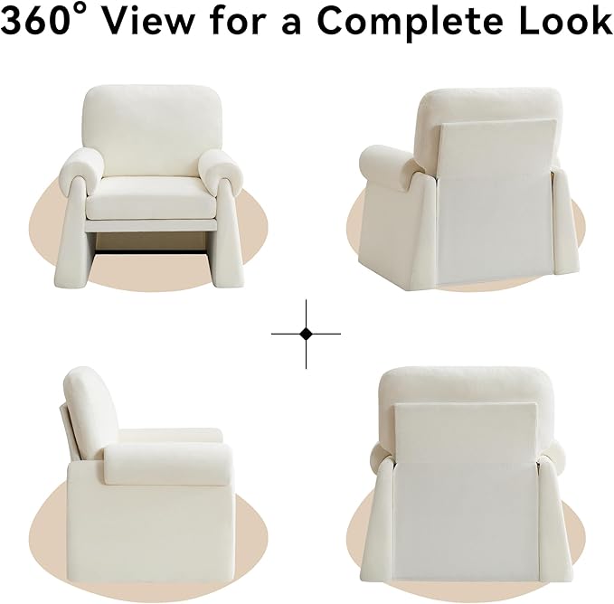 Oversized Accent Chair Comfy Living Room Chairs Single Sofa Chair with Thick Cushion and Armrests Upholstered Arm Chair for Living Room Modern Armchair Reading Chair for Bedroom Beige