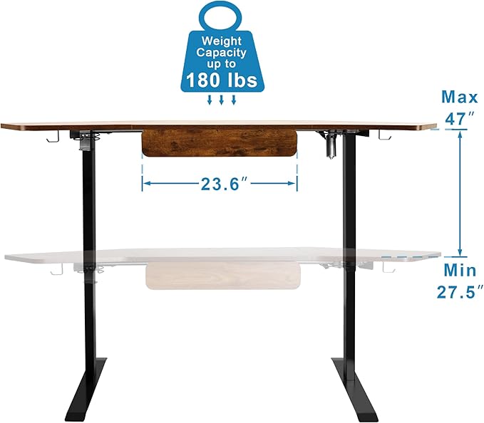 Fromann 71Inch Height Adjustable Standing Sit Stand Up Desk L Shaped Corner Desk with LED Handset Electric Ergonomic Desk