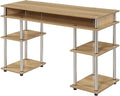 Convenience Concepts Designs2Go No Tools Desk Home Office Desk with Shelves Corner Shelf Vanity Desk Computer Desk Nail Table for Nail Tech - 47.25 L x 15.75 W x 30 H Light Oak
