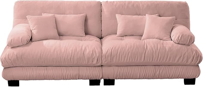 94.4 Oversized Modular Sectional Sofa 2-Seater Loveseat Cloud Couch with Pillows and Overthick Cushion for Living Room Home Theater ApartmentChenille Fabric(Pink)