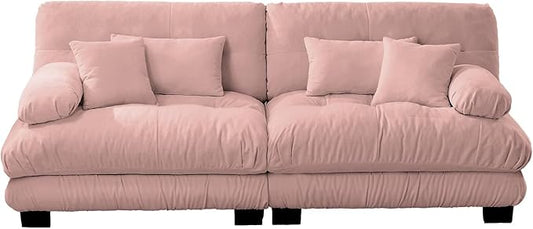 94.4 Oversized Modular Sectional Sofa 2-Seater Loveseat Cloud Couch with Pillows and Overthick Cushion for Living Room Home Theater ApartmentChenille Fabric(Pink)