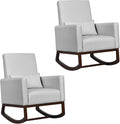 Giantex Set of 2 Rocking Chair Fabric High Back Armchair with Waist PillowWooden Tapered &amp Rocking Dual Legs Multifunctional Upholstered Accent Chair for Nursery Living Room Bedroom RockerSliv