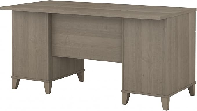 Bush Home 60-inch Home Office Desk with Drawers Large Computer Table with Storage Transitional Style Somerset Collection Ash Gray