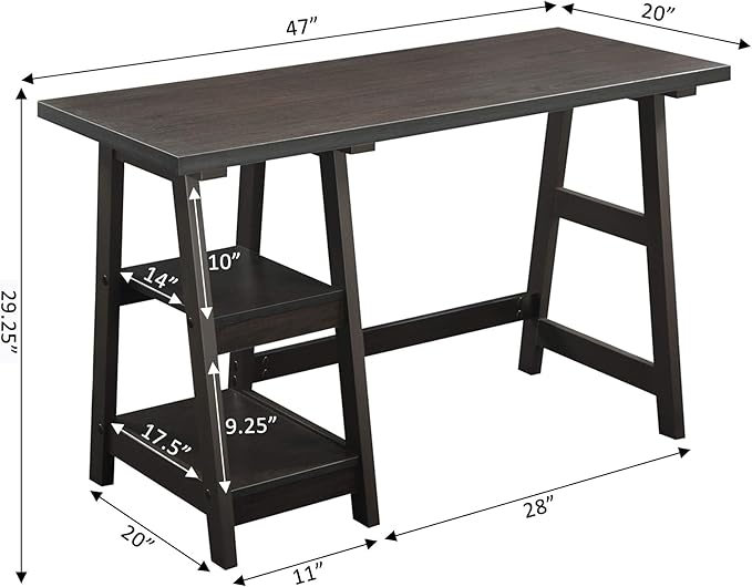 Convenience Concepts 090107ES Trestle Desk Espresso