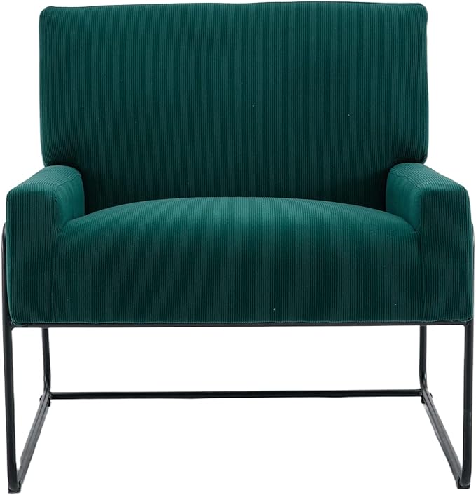 Generic Accent Chair Modern Industrial Slant Armchair with Metal Frame Premium High Density Soft Single Chair for Living Room Bedroom Emerald