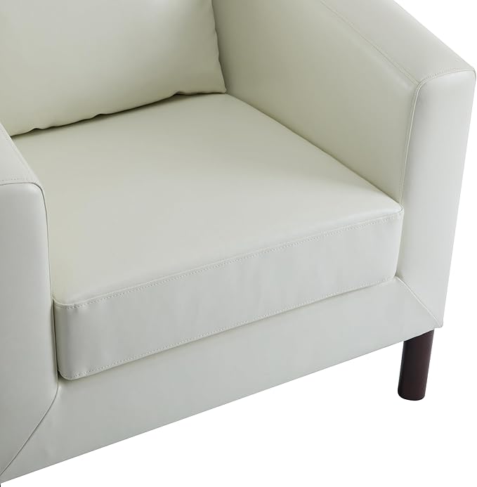 Christopher Knight Home Upholstered Club Chair Comft Accent Chair Soft Armchair Reading Single Sofa with Wood Legs Barrel Lounge Chair for Living Room Bedroom Home Rest 33.5 x33.5x31.5 White