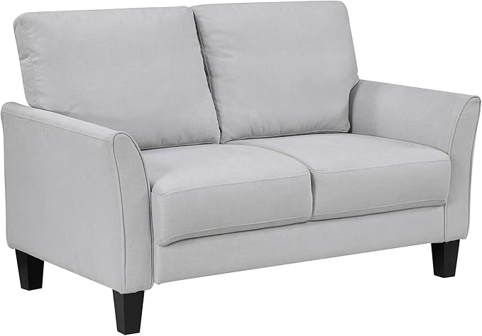 Lexicon Loveseat Living Room Sofa Couch Love Seat Couches Textured Fabric Upholstered Love Seat Sofa for Bedroom/Waiting Room/Office/Apartment 56 Loveseat Grey