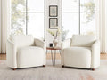 Boucle Accent Barrel Chair Set of 2 Cloud Reading Chair for Living Room &amp Bedroom Furry Sherpa Armchair with Cozy Soft Throw Pillow Back Comfy Upholstered Lounge Chair Modern Single Sofa Chair