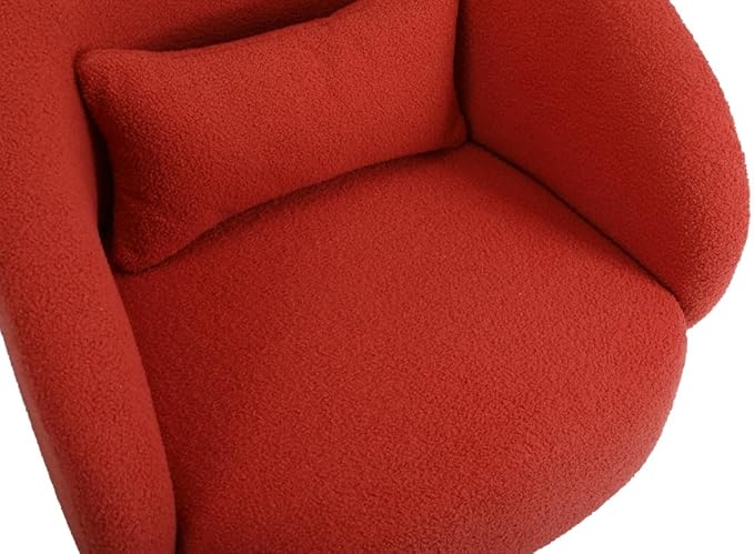 Swivel Accent Chair Swivel Barrel Chair with Pillow 360 Degree Swivel Armchair Round Club Chair for Living Room Bedroom Office Lounge (Orange + Faux Fur)