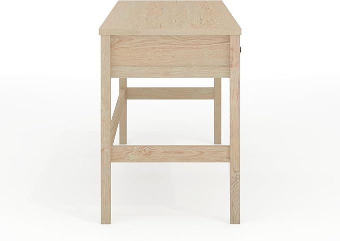 Martha Stewart Rhett Writing Desk with 3 Drawers and Tapered Legs in Light Natural with Antique Bronze Hardware