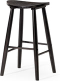 Maven Lane Luna Counter Stool – 26 Inches – Round Stool with Footrest – Black Solid Wood – Space-Saving Design for Kitchen Counters &amp Islands Ideal for Apartments Dorms &amp Compact Living