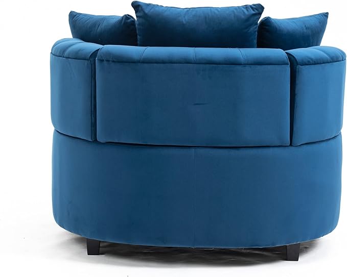 Oversized Accent Chair for Living Room &amp Bedroom Barrel Chair Large Velvet Chair Sofa Lounge Chair Leisure Club Upholstered Armchair with 3 Pillows &amp Wood Legs