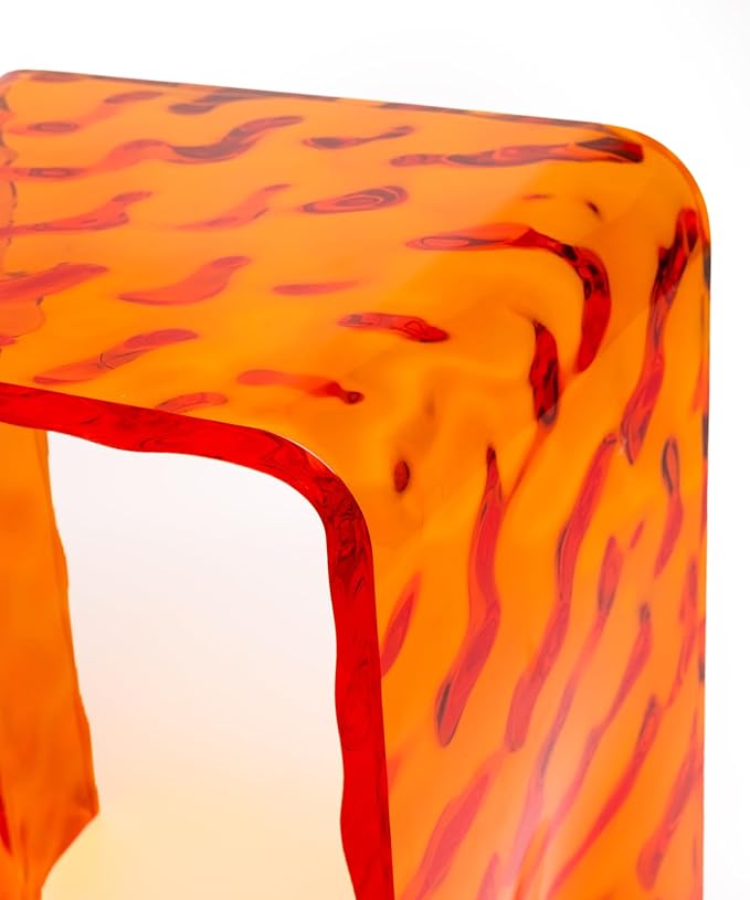 Yellow Ripple Acrylic Accent Chair – Modern Transparent Vanity Stool Waterproof &amp Durable for Living Room Bedroom or Bathroom – 13.9 W x 10.4 D x 15.9 H
