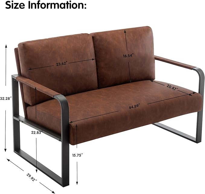 HAOBO Home Loveseat Couch Bench Settee for Living Room Upholstered Small Sofa Couch PU Leather Banquette Lounge Bench for Dining Room Bedroom Funiture