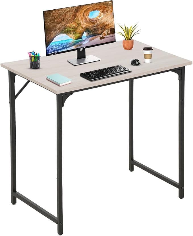 NChanmar 32 Inch Computer Desk Office Desk Gaming Desk with Metal Frame Writing Workstation for Home Office Space Saving Computer Table for Small Space (Nature) 31x19.6x29