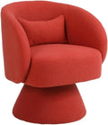 Swivel Accent Chair Swivel Barrel Chair with Pillow 360 Degree Swivel Armchair Round Club Chair for Living Room Bedroom Office Lounge (Orange + Faux Fur)