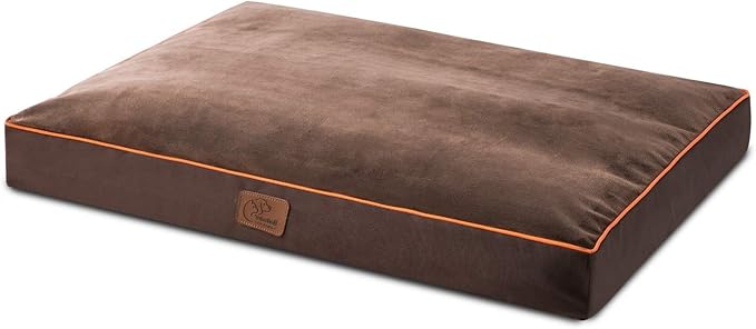 Bedsure Washable Dog Beds Large Sized Dog - 3 Inch Thicken Up to 80lbs Pet Mat Pillows with Removable Washable Cover Brown