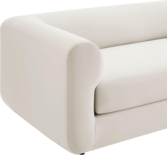 Modway Leif Performance Velvet Upholstered Sofa – 89 Inch Modern Tuxedo Sofa – Comfy 3 Seater Velvet Couch