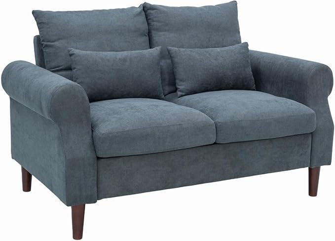 Panana Convertible Sectional Sofa CouchL-Shaped 2 or 3-Seat Sofa Sectional with Reversible Ottoman for Small Living Room Apartment (Gray Linen Fabric 2 Seater ONLY - Scroll arms)