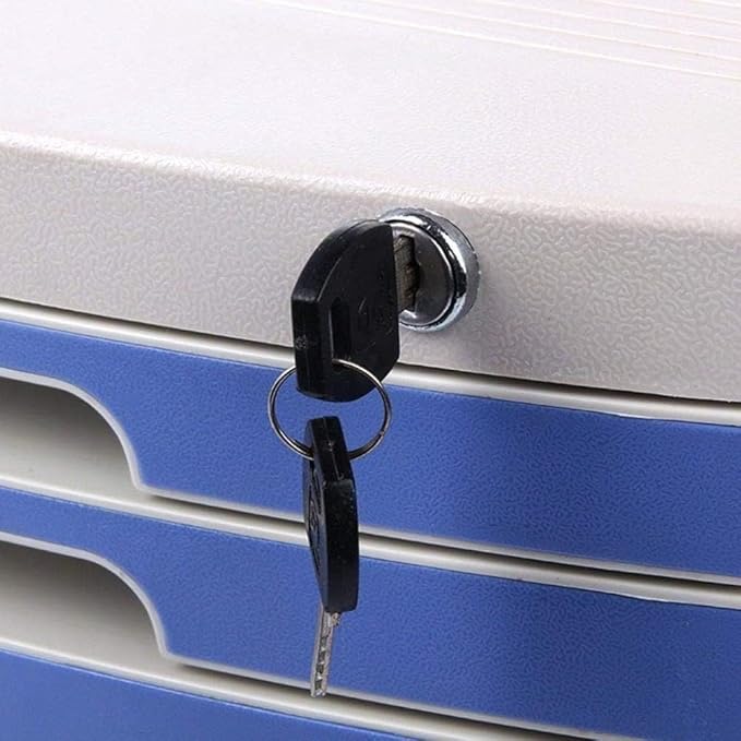 Desk File Cabinet File Privacy Plastic Storage Drawers Desk Unit Organizer Plastics Ten-Layer Lock Upper Useful Drawer Plastic Bookcase(Color:White)