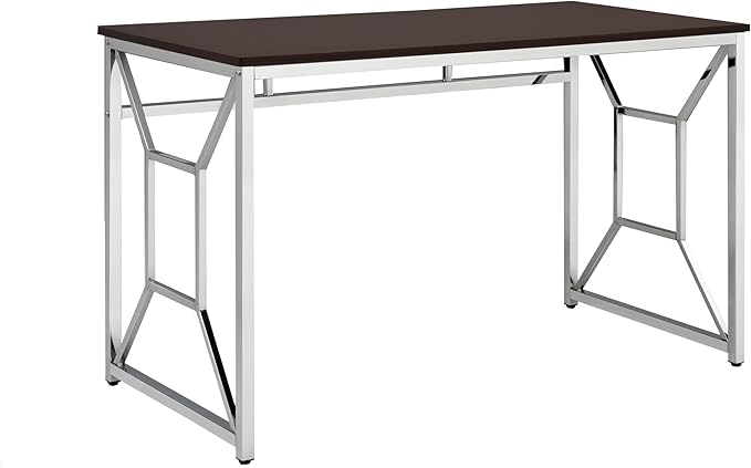 Office Workspace Desk MDF/Chrome in Brown