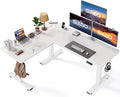 SIAGO L-Shaped Standing Desk - 63 x 55 Inch Adjustable Corner Standing Desk with Charging Station - L Shape Sit Stand Table with Memory Controller Splice Board for Home Office