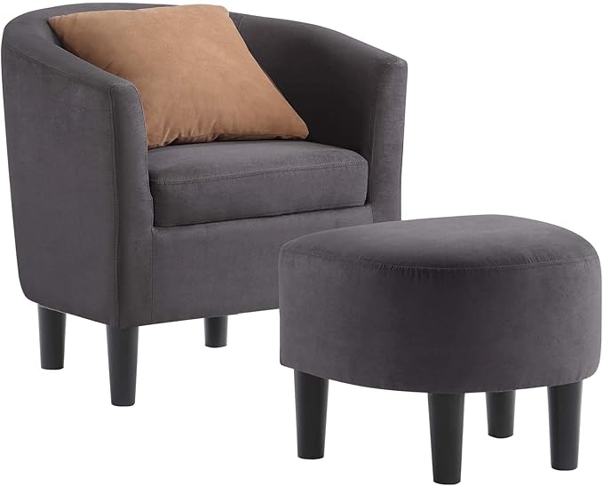 Convenience Concepts Take a Seat Churchill Accent Chair with Ottoman Dark Gray Microfiber